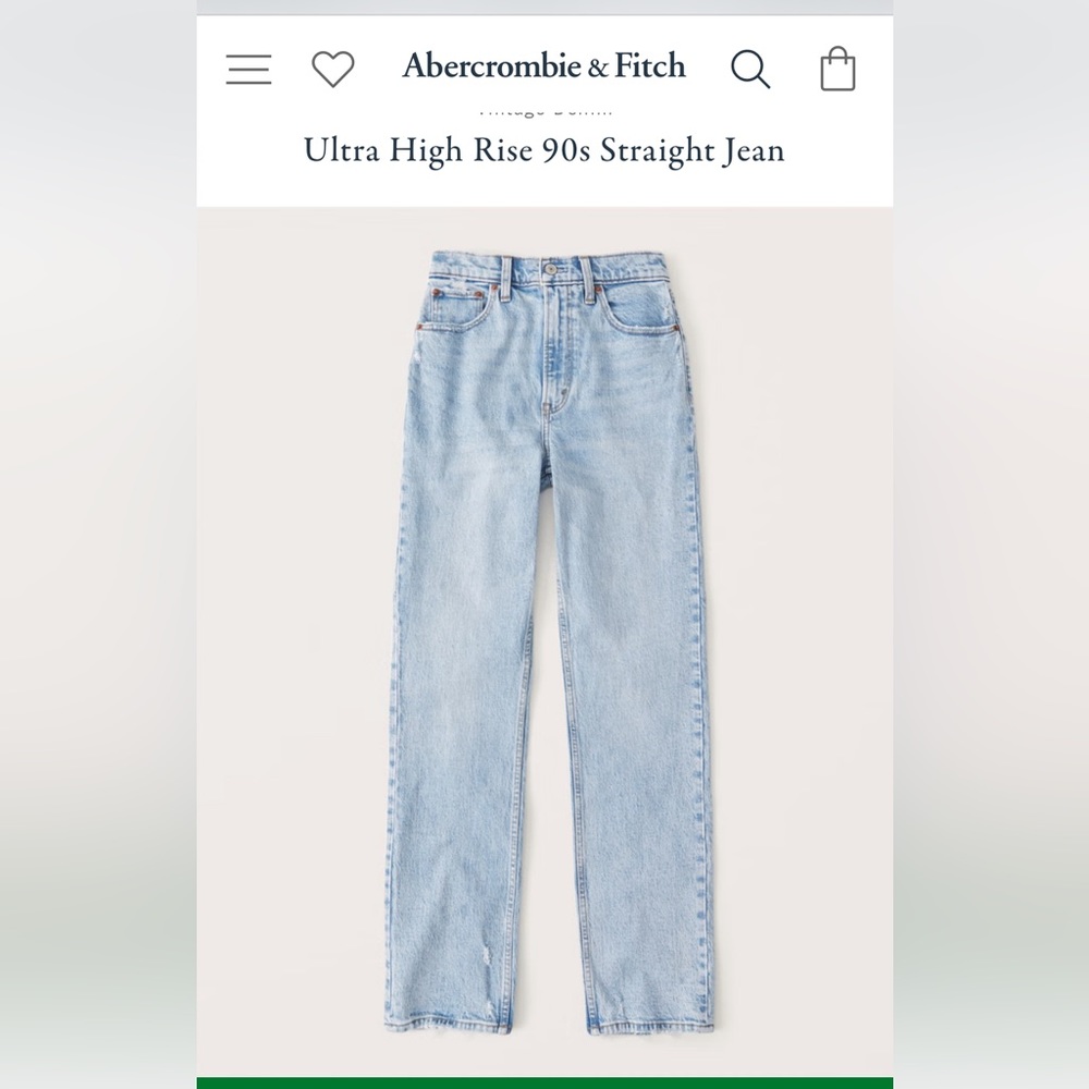 Abercrombie Women's Ultra High Rise 90s Straight Jean Light Wash Size 27